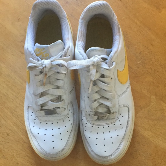 Nike Shoes | Nike Af 82 White With Yellow Swoosh | Poshmark